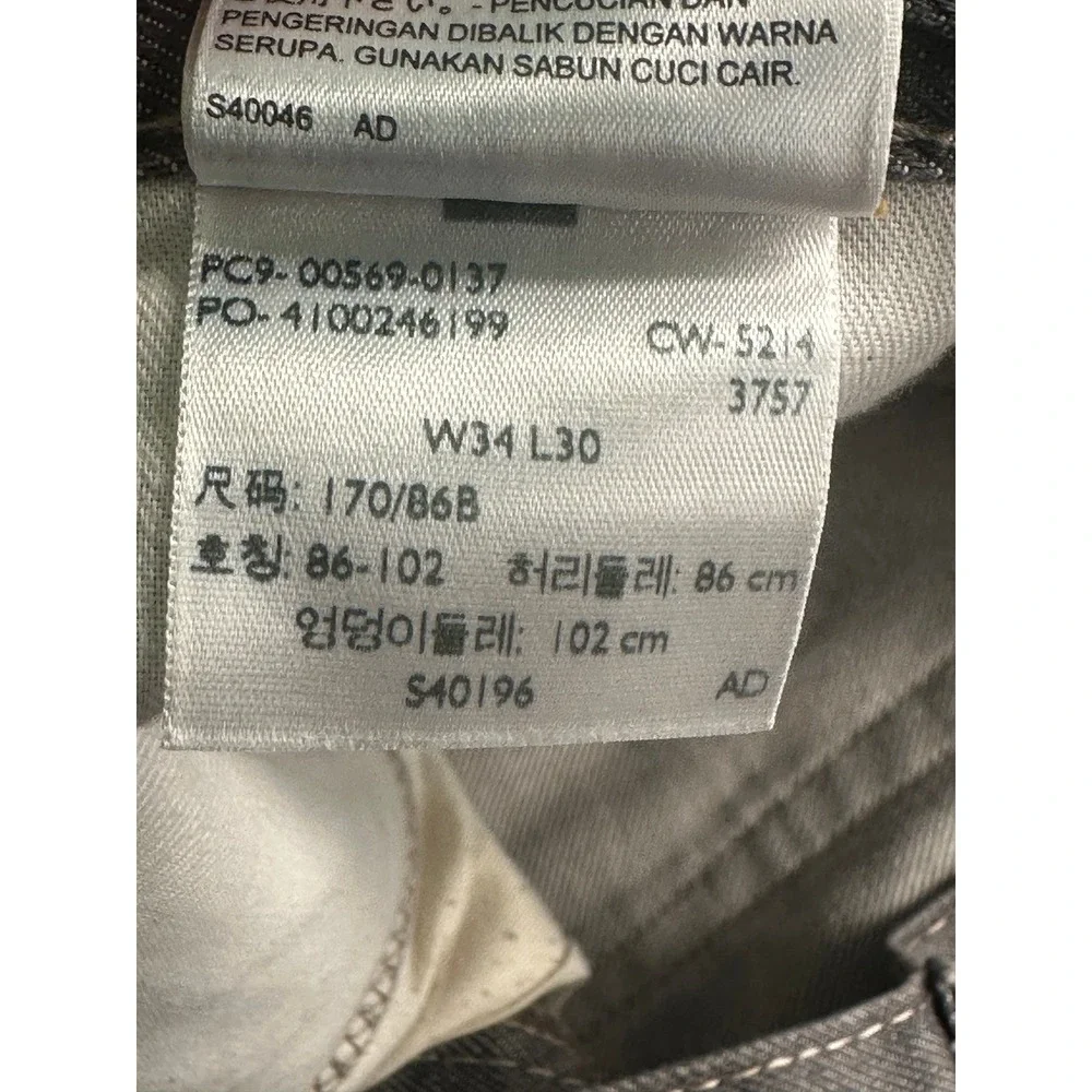 Levis 569 Loose Straight Jean 34x30 (28 ins) Gray Black Denim Wide Leg Skater